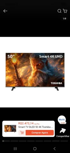 Smart TV DLED 50 4K Toshiba 50C350NS VIDAA 3 HDMI 2 USB Wi-Fi - TB054E