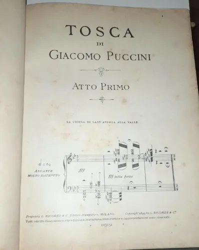 Livro Rarissimo Das Partituras Original De 1899 Da Opera Tosca De Puccini,198 Páginas