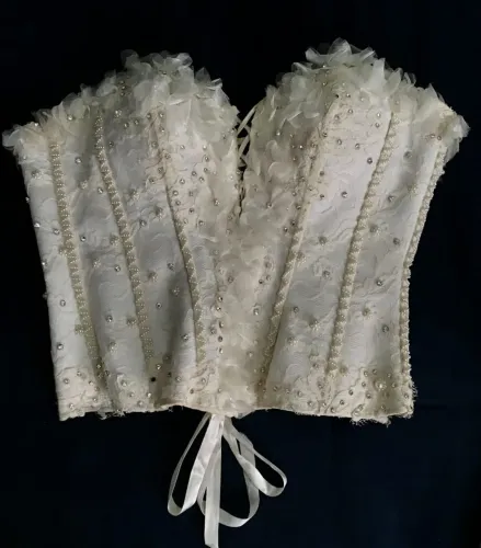 Lindíssimo Corpete/Corselet Tomara-que-caia Pérola/Off-White com Strass