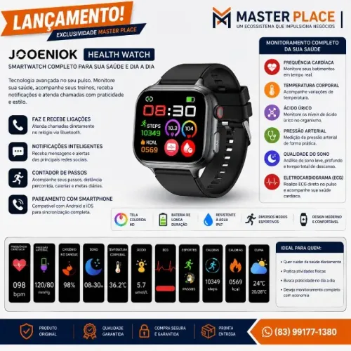 Relógio Smartwatch - Saúde - Eletrocardiograma - Pressão sanguínea - Oxigenação!