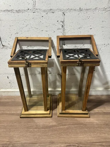 Luminária decorativa de madeira 