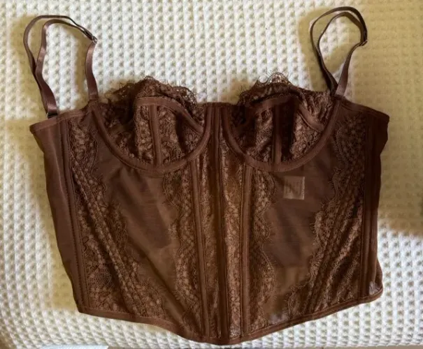 Corset de Renda Marrom Shein Nunca Usado