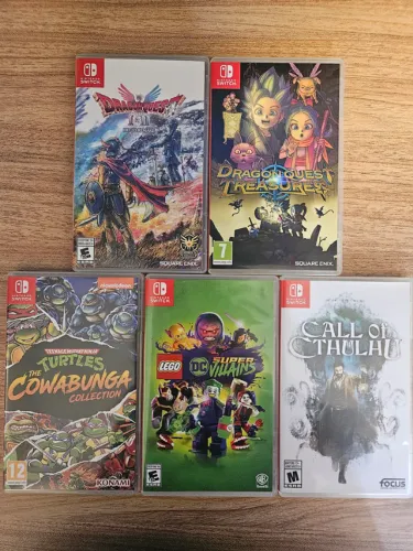 Lote 05 Switch Dragon Quest, Tartarugas Ninjas, Lego, Call of Ctchulhu