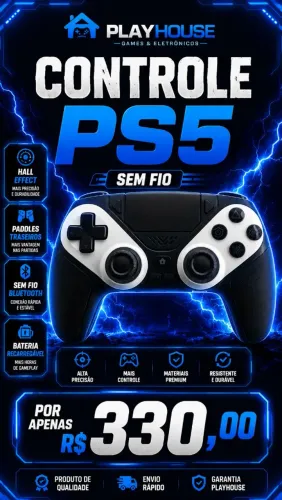 Controle PS5 hall effect sem fio 