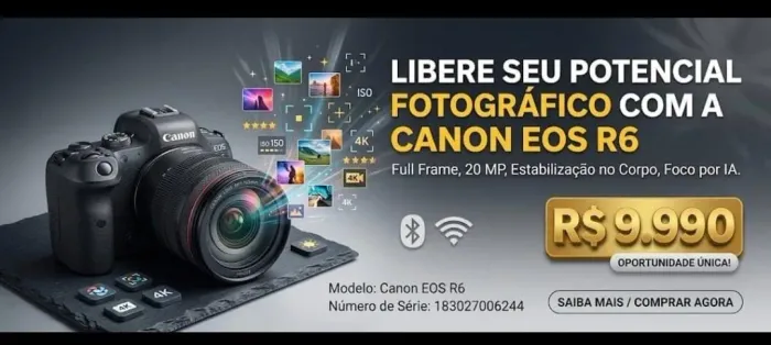 Câmera fotográfica Canon eos r6 full frame