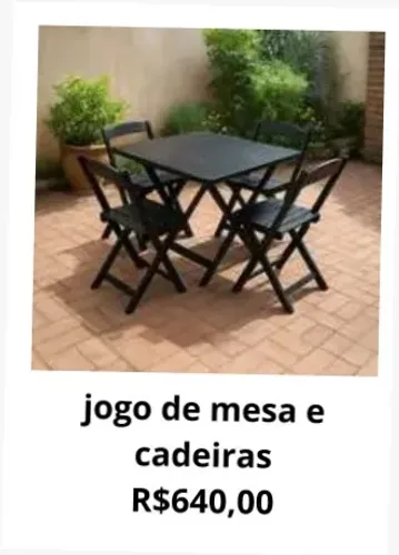 Conjunto de mesa e cadeiras para lanchonete/bar