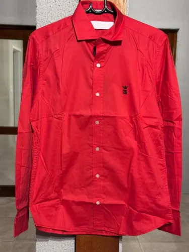 Camisa Social Sergok Masculina Vermelha Manga Longa Premium Slim Fit
