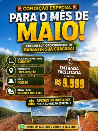 Chácaras com parcelas a partir de 750 próximo a rio verde