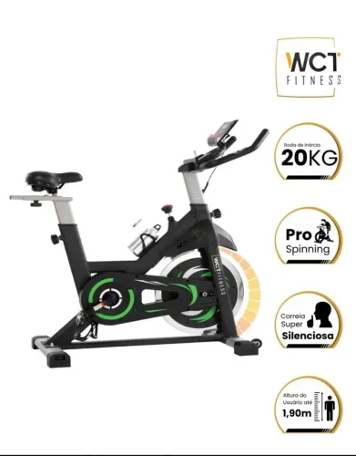 Bicicleta Ergométrica Spinning 20kg Wct Fitness Cor Preto/Verde