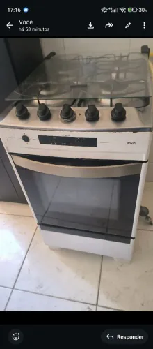 fogão 4 bocas com forno Atlas branco e vidro