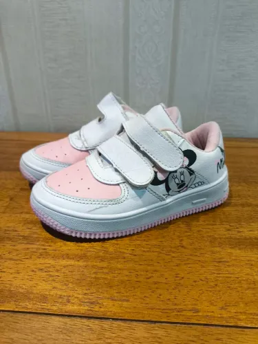 Tênis infantil menina branco e rosa Minnie Tam 27