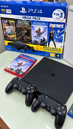 Ps4 slim 1 tera dois controles caixa