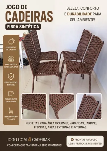 Jogo 4 cadeiras fibra a pronta entrega