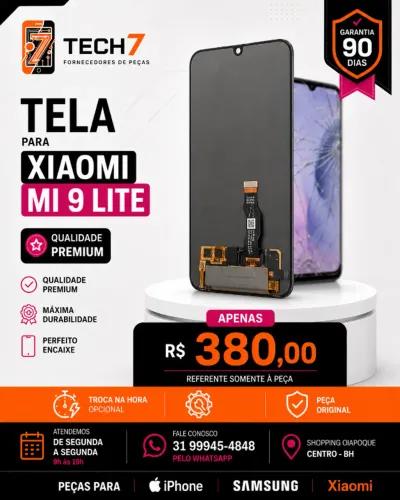 Tela Xiaomi Mi 9 LITE - Bom Custo-Beneficio com Garantia de 90 Dias