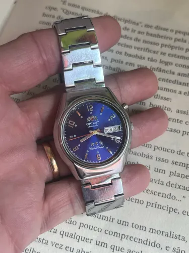 Relógio Orient automático mostrador azul