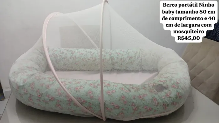 Berço portátil ninho bebê com mosquiteiro