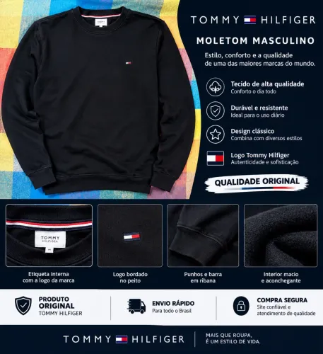 Moletom Tommy Hilfiger Masculino Preto