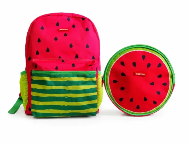 Mochila Escolar Infantil Melancia e Lancheira Térmica Sestini Original
