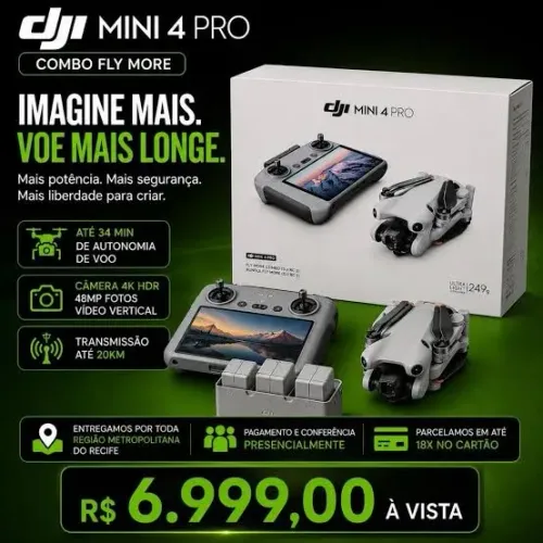 Dji Mini 4 Pro ( COMBO FLY MORE RC TELA) Em até 18x/ NOVOS