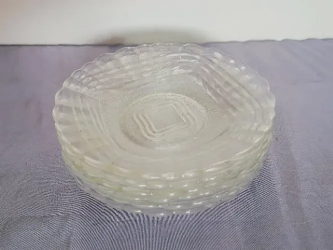 Conjunto 5 Xicaras + 6 Pires Vidro Transparente Retrô