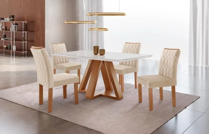 Mesa de Jantar Madri Cell Móveis com 04 cadeiras - Entrega Imediata;