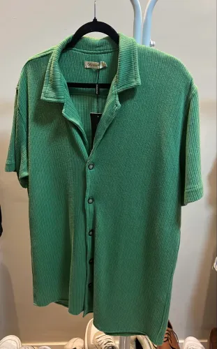 Camisa Paradizo Tricô Texturizada Gola Cubana - Linha Urban - Verde Claro