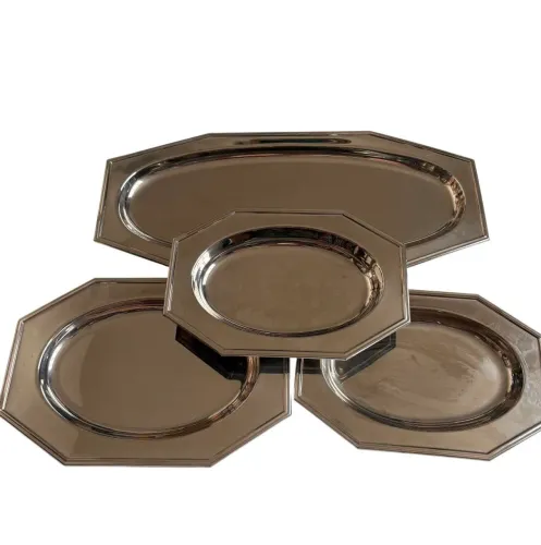 Kit 4 Bandejas De Inox Travessas Ovais Antigas Retro