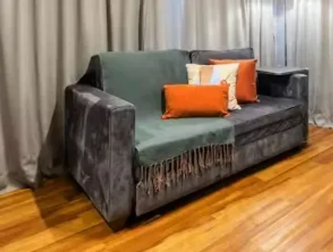 Sofá-Cama Casal Suede Grafite