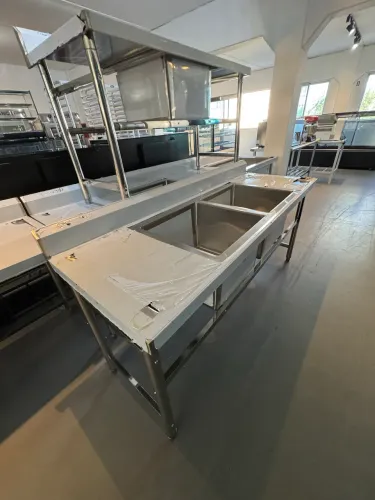 Bancada inox com pia 1900x700x850mm 2 cubas nova