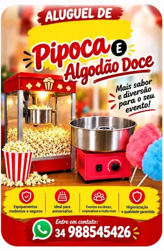 Aluguel pipoca e algodão doce