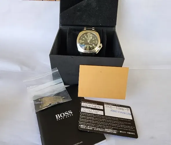Relógio Suíço Hugo Boss Masculino Inox (2204) - Swiss Made, Caixa e Certificado