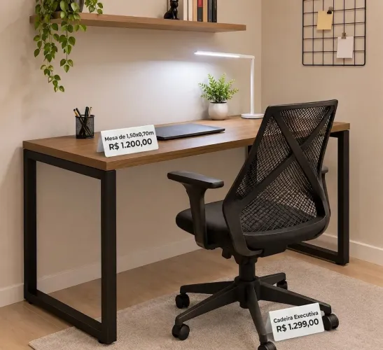 Mesa de 1.50m e cadeira Executiva