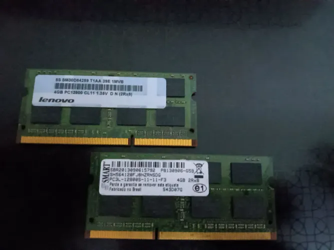 DDR3L 8Gb(4Gb x 2) à1.600mhz, Smart/Lenovo,usadas, testadas.