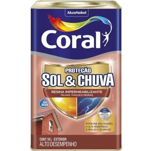 Resina Acrílica Impermeabilizante Proteção Sol e Chuva 18L- Coral