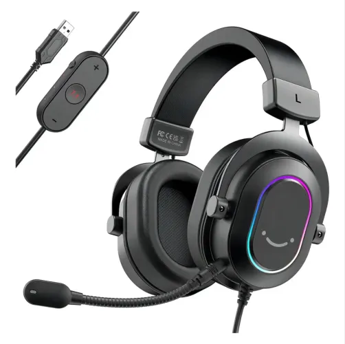 Fone De Ouvido Gamer Fifine Ampligame H6 7.1 Rgb Cor Preto