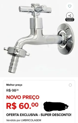 Torneiras e peças para banheiro 