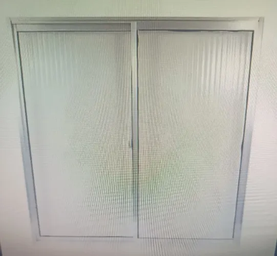 Janela de correr lateral com 2 folhas de vidro canelado 100x100cm. Nova no plastico