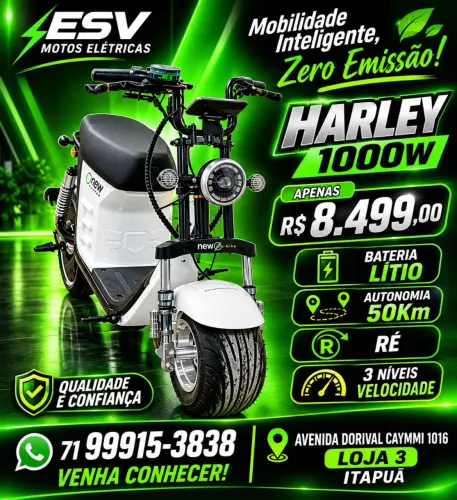 SCOOTER ELÉTRICA HARLEY X13 0KM GARANTIA ENTREGAMOS grátis SALVADOR E LAURO DE FREITAS 