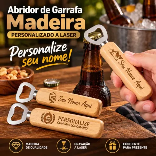 10 - Abridores de Garrafas de Madeira Personalizados