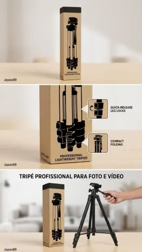 Tripé Profissional Leve e Compacto - Ideal para Fotos e Vídeos