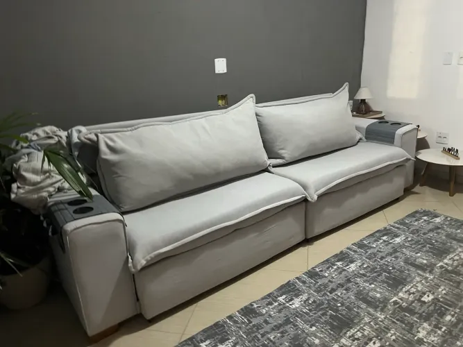 Sofá lar shopping 3 metros em linho 