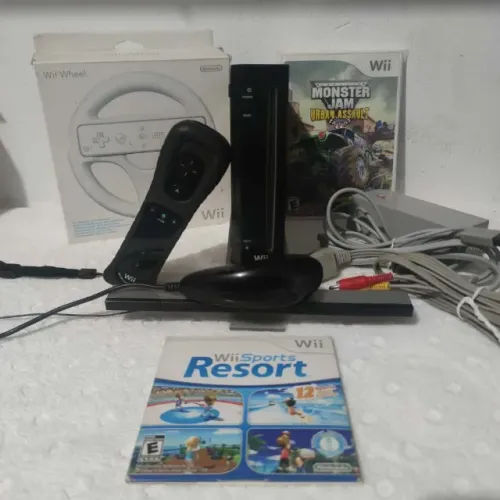 Nintendo WII Bloqueado Usado + 2 Jogos Originais + Volante com Caixa