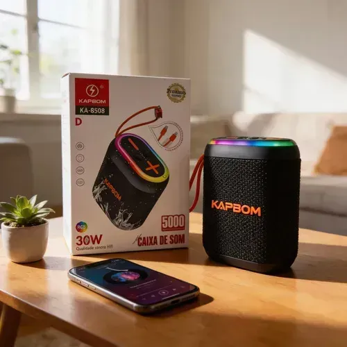 Caixa de Som Bluetooth com Cabo para Carregar Celular NOVA