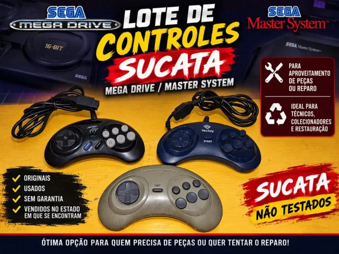 Lote de controles de Mega Drive / Master para peças ler descrição