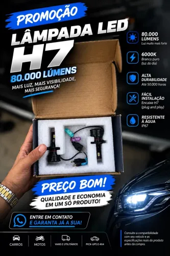 Kit lâmpadas Super LED H7 80.000 lumens!