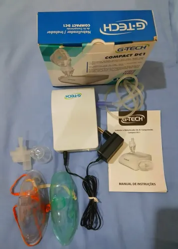 Nebulizador/inalador G-Tech Branco,silencioso,compacto e leve,para adultos e crianças.