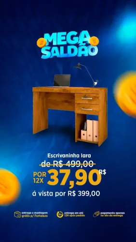 Promoção! Escrivaninha Iara - Entrega e montagem grátis pra Fortaleza 