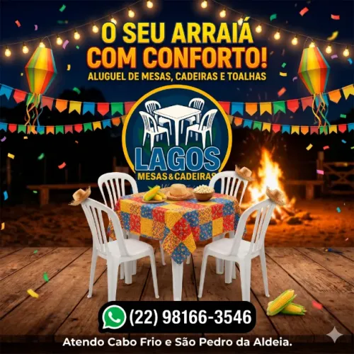 Alugue de mesas e cadeiras