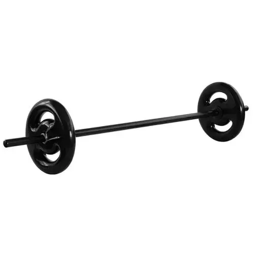 Barra de musculação com par de anilhas de 5kg cada