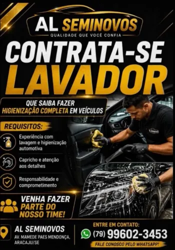 VAGA DE EMPREGO LAVADOR COM EXPERIENCIA